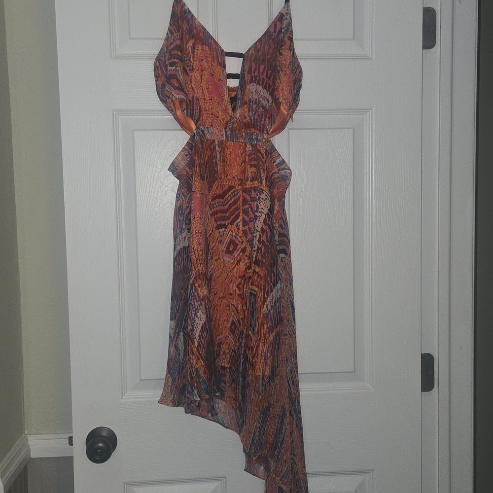 Vibrant Orange Patterned Dress